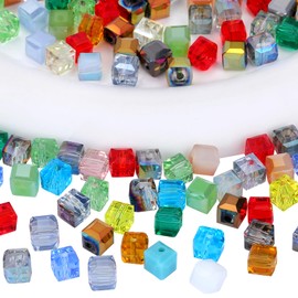 LEGENTLISUR Quadratische Kristallglasperlen 6mm Facettierte Würfelperlen Für Armbänder Halsketten Ohrringe DIY Schmuckherstellung (Verschiedene Farbserien)