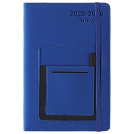 Academic Diary 2025-2026, Diary 2025-2026 A5 Page a Day from July 2025 to June 2026,Mid Year Academic Planner with Colorful Monthly Tab,Front/Inner Pocket,Elastic Closure (Blue)