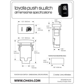 CH4X4 Push Switch for Toyota Tacoma, FJ Cruiser, Land Cruiser, Fortuner, Hilux, 4Runner, Prado 12V 3Amp - Rear Camara Symbol 2 - Blue LED