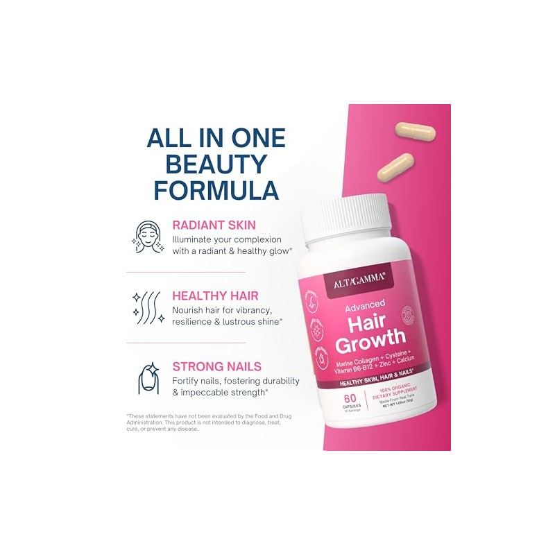 Hair Growth Supplements Favorece Crecimiento Cabello Colageno Hidrolizado Puro Vitaminas