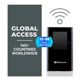 Skylink Global SLG-06 Blade 4G LTE Mobile Hotspot – Portable WiFi for Travel in 140+ Countries, Multi-Carrier Access, 10GB U.S. Data for 30 Days, No SIM or Contract, Connects up to 16 Devices