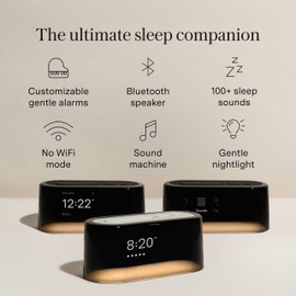 Loftie Smart Alarm Clocks for Bedrooms - Sound Machine Smart Alarm Clock w/Light, Bluetooth Speaker, White Noise, Nature Sound, Nightlight, Blackout Mode Alarm Clock, Smart Clock (Steel)