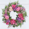 Collections Etc Pink and Purple Floral Spring Hanging Wreath
