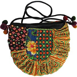 Ethnic Vintage Embroidered Patchwork Sling Shoulder Crossbody Bag CRESCENT No3