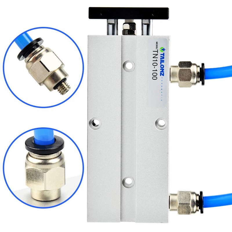 TAILONZ PNEUMATIC 10mm Bore 100mm Stroke Double-Rod Double-Acting Aluminum Pneumatic