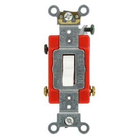 Leviton 20-Amp, 120-Volt, Toggle Lighted Handle, Illuminated Off 3-Way AC Quiet Switch, Extra Heavy Duty Grade, Self Grounding, Back and Side Wired, 1223-LHW, White