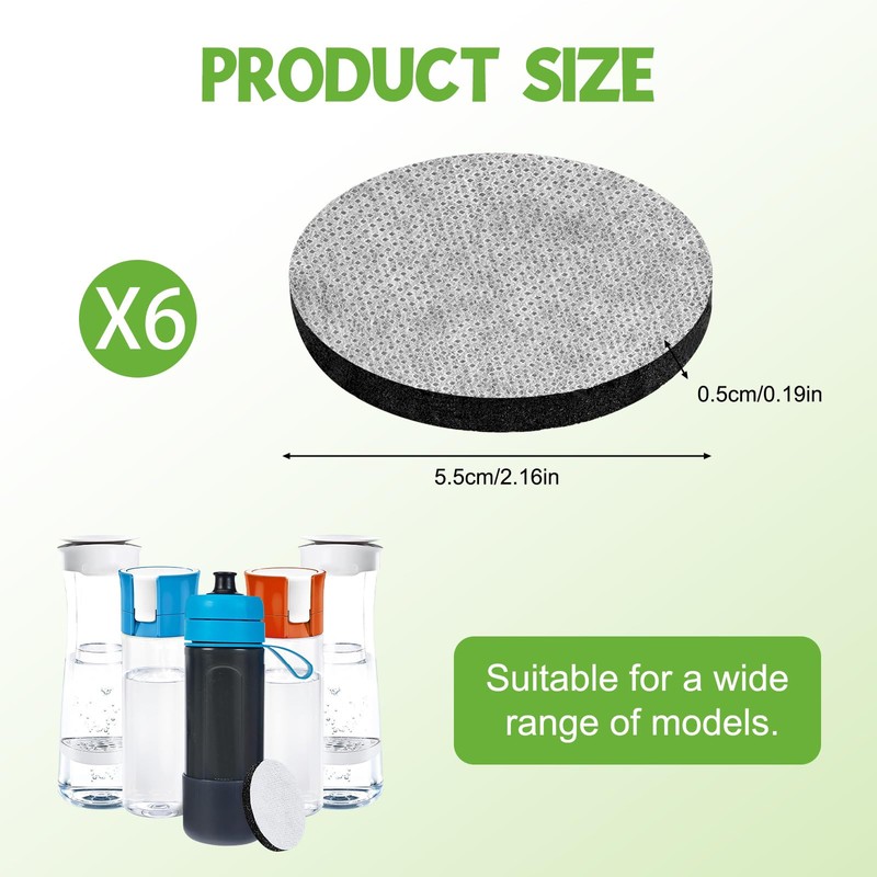 6 Pack Micro Disc Water Filter Discs Replacement Water Bottle