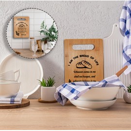 Absnfatu Christian Kitchen Decor, I am the Bread of Life John 6:35 Bible Verse Cutting Board Chopping Board, Christian Religious Gifts for Women, Bamboo Cutting Boards for Kitchen