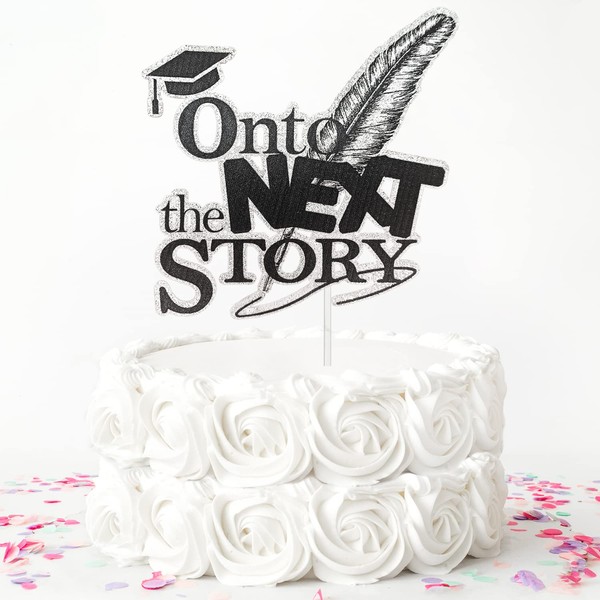 Decoración para tartas Onto the Next Story, decoración para tartas de graduación 2022, escuela secundaria, suministros para fiesta de graduación de estudiantes universitarios, bolígrafo de pluma para decoración de pasteles de graduación
