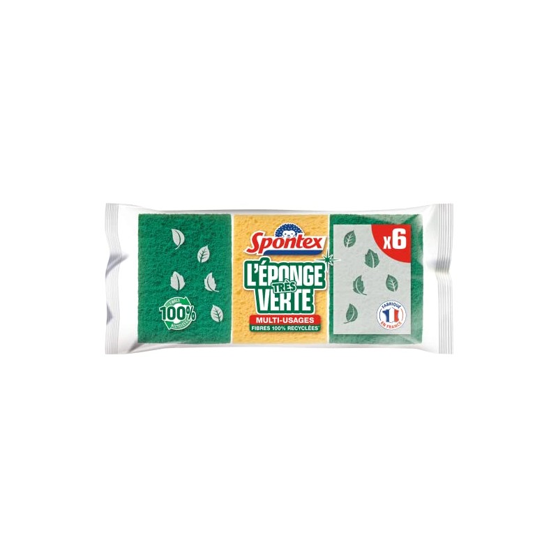 SPONTEX - Very Green Scraper - 6 Green Scouring Pads
