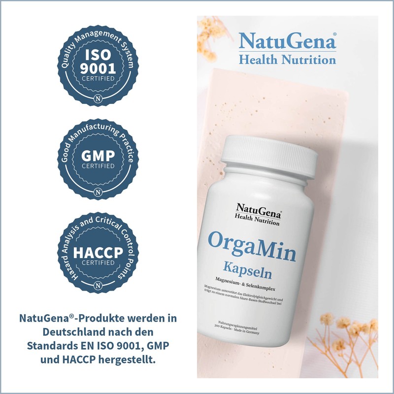 NatuGena OrgaMin Kapseln/Magnesium- & Selenkomplex/ 300 Kapseln / 1 Monats