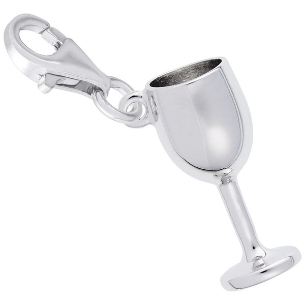 Sterling Silver Wineglass Charm with Lobster Claw Clasp, Charms for