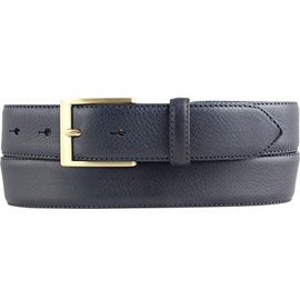 BELTINGER High-quality suit belt made of full cowhide leather with golden belt buckle 3.5 cm | cambered leather belt men's 35 mm | business belt made in Italy, Navy, gold