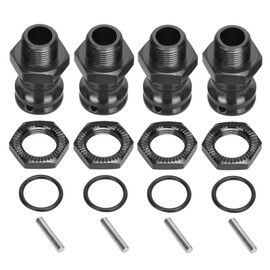 RC Wheel Extension Adapter, 4PCS Aluminum Alloy 17mm Hex 23mm Wheel Extension Adapter for 1/8 RC Car Model (Black)