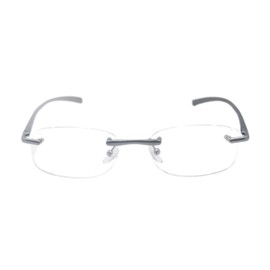 [Henghao] 老眼鏡 ブルーライトカット 軽量アルミニウムフレーム リムレス老眼鏡 おしゃれリーディンググラス シニアグラス H6021 (シルバー, 2.50)