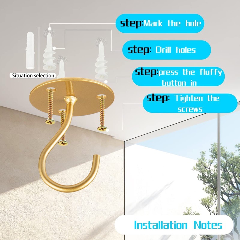 Ceiling Hooks for Hanging Plants - Metal Heavy Duty Wall