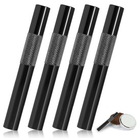 GXGM Set of 4 Pull Tubes, 7 cm Portable Straw, Metal Tube, Reusable, Premium Straw (Black)