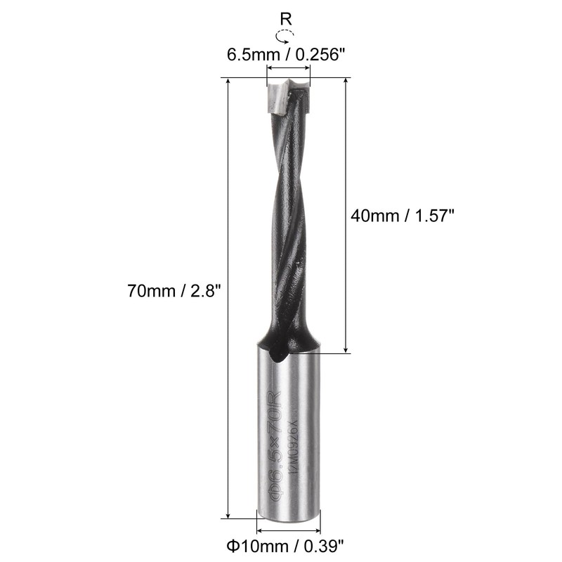 QUARKZMAN Brad Point Wood Drill Bit 6.5mm x 70mm Forward