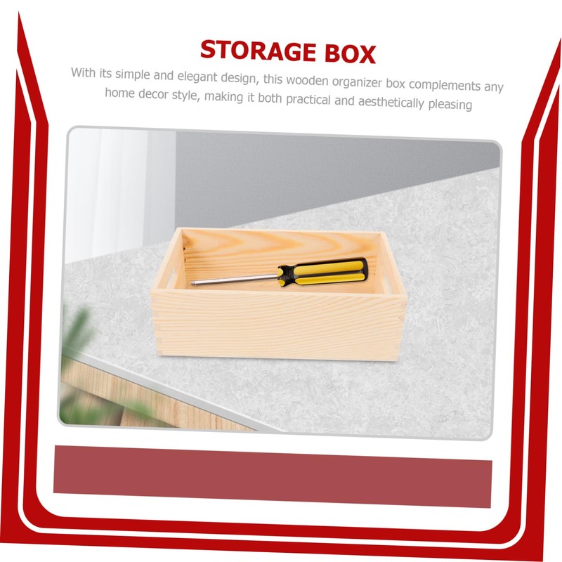 Tofficu Small Solid Wood Desktop Storage Box Multi Use Wooden