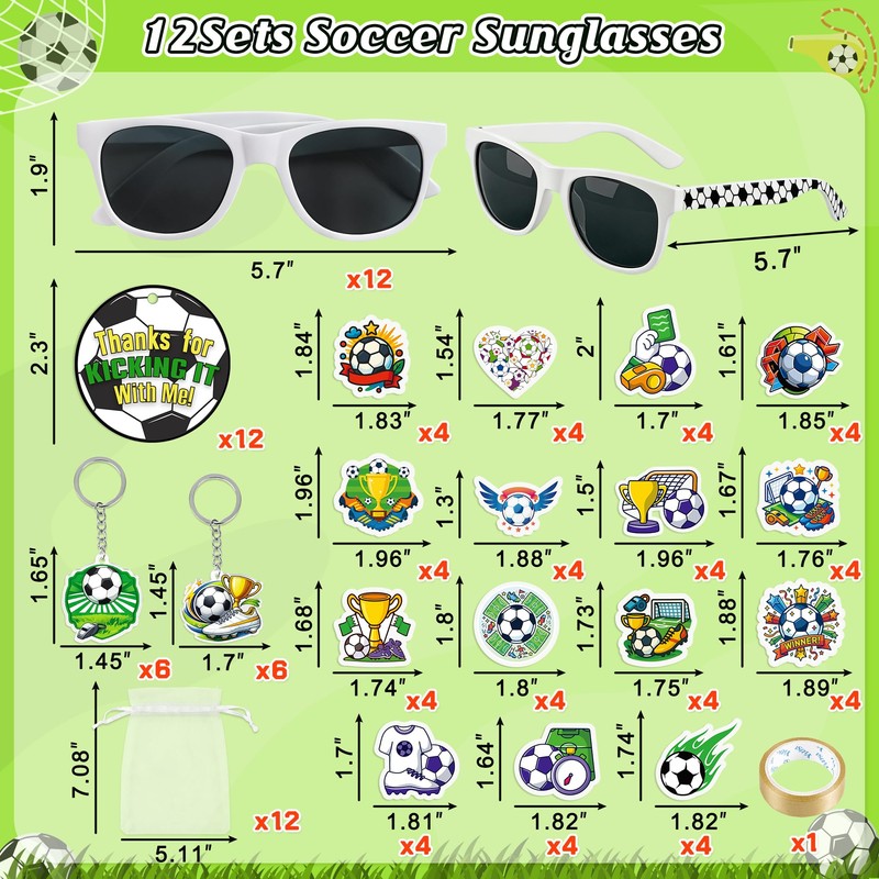 luck sea 12Sets Soccer Party Favors Sunglasses Gift Kit