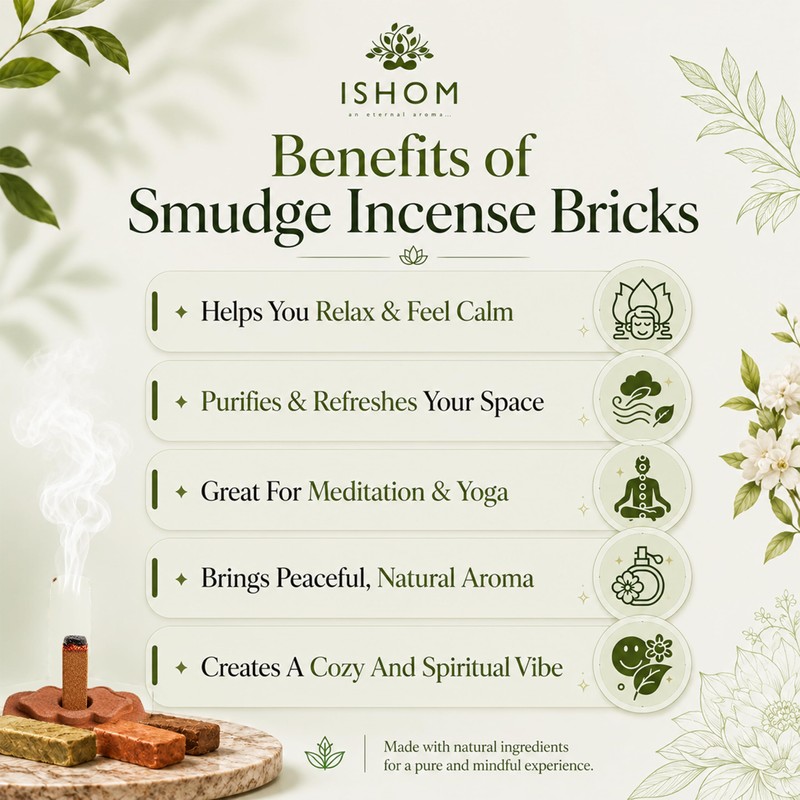 ISHOM Smudge Natural Incense Bricks Variety Pack of 90, (6