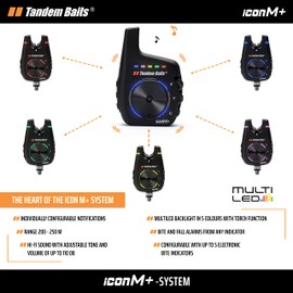 Tandem Baits ICON M+ Receiver, Professional Fishing Accessories for Carp Fishing, For Up To 5 Bite Indicators, Receiver with Torch Function, High Sensitivity, Bite Alarms Carp Fishing