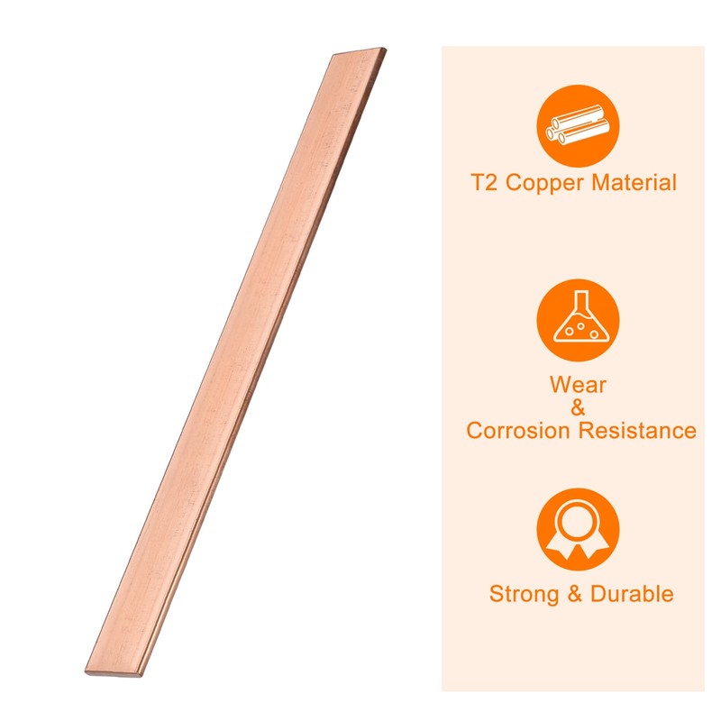 sourcing map Copper Flat Bar, 3/16" Thickness x 1" Width