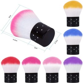 Kalolary 6 brochas de polvo para arte de uñas, limpiador de polvo Kabuki, brochas de maquillaje en polvo para rubor, brochas de limpieza de uñas, herramientas de arte para maquillaje cosmético o arte de uñas, coloridas