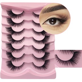 False Eyelashes Natural Look Cat Eye Lashes Wispy False Lashes Mink Fox Eye Lashes Strip that Look like Extensions 16mm Fake Eyelashes Pack