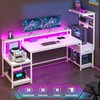 DurayLoly 63" Gaming Desk with LED Lights & Outlets,Computer Desk