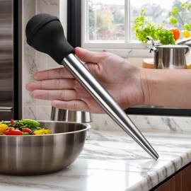 Dorscript Large Turkey Baster with 2 Stainless Steel Needles,injector marinades for meats,turkey basters for cooking red (Black)