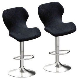 Daunkang Bar Stool Covers with Back Velvet Stretch Counter Height Bar Chairs Cover Swivel Barstools Slipcovers Protector for Bar, Kitchen Island, Dining Room Set of 2 Black