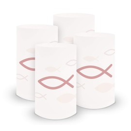 itenga 6 x lantern fish made of sturdy foil approx. 6 x 10 cm for boys and girls communion confirmation christening (antique pink).