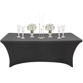 COSORO 6ft Spandex Tablecloths Stretchable Tablecloth Grey for Rectangle Table,Washable Fitted Table Cloth Spandex Stretch Patio Table Cover for Event,Wedding,Banquet,Party,Covering Stalls,Exhibitions