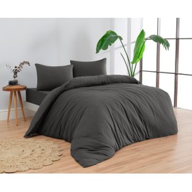 Venice Home 100% Cotton Jersey Duvet Cover Set - Extra Soft - Easy Fit - 3 Piece Set - All Season - Comfy - 3 pcs (White, King/Cal King)