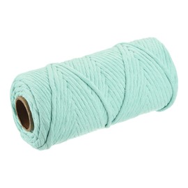 MECCANIXITY Cuerda de Algodón Trenzada Torcida de un Solo Hilo, Azul Claro 100m/109 Yardas 4mm de Diámetro para Colgar en la Pared, Colgador de Plantas, Tejido, Nudos de Macramé