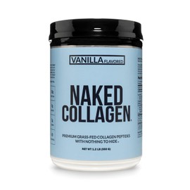 NAKED Péptidos de colágeno en polvo de vainilla, 25 porciones, suplemento de colágeno hidrolizado de animales criados en pastura y alimentados con pasto, apto para dieta paleo, sin OMG, cetogénico, si