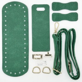 JMZLLRX Bag Base for Crocheting, PU Leather Bag, Knitting Set with Bag, Twist Lock Bag Strap for Bag Making, Handbag, DIY Craft, Green