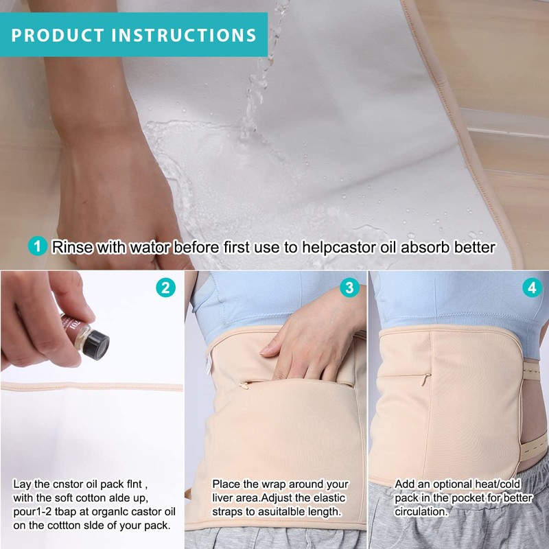 Castor Oil Pack Wrap, Reusable Organic Castor Oil Pack Kit,