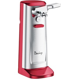 Davivy Electric Can Opener, Removable Stainless Steel Cutter and 3-in-1 Design with Sharpener and Bottle Opener (Red-Stainless Steel)