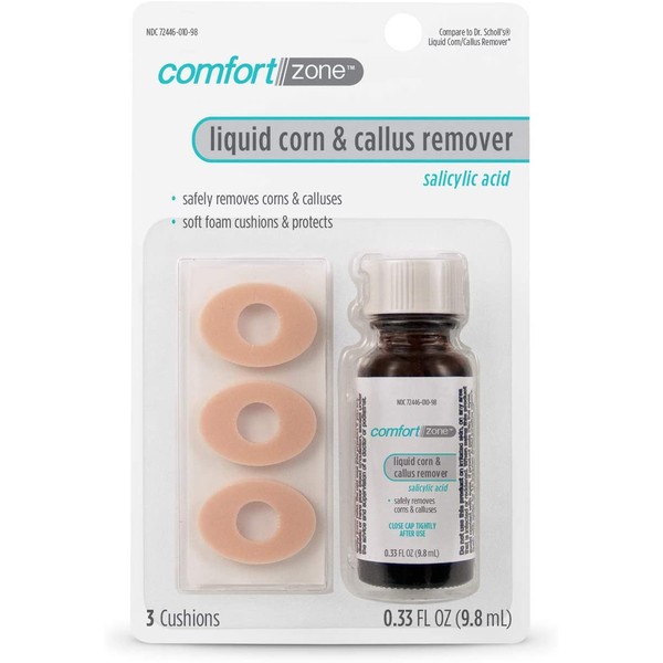 Comfort Zone Maximum Strength Liquid Corn & Callus Remover Treatment with Salicylic Acid, 0.33 Oz, 4 Piece Set