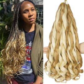 6packs French Curl Braiding Hair 24 Inch Loose Wave Bouncy Braiding Hair Pre Stretched 100g/pack Yaki Curly Braiding Hair for Black Women Hair Extensions (M27/613)