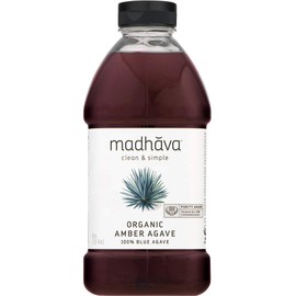 Madhava Naturally Sweet Agave edulcorante orgánico azul bajo, ámbar crudo, 46 onzas