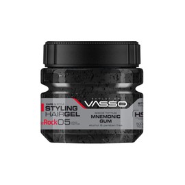 Vasso Styling Hair Gel The Rock 05 Mnemonic Gum, Silver, 500 ml