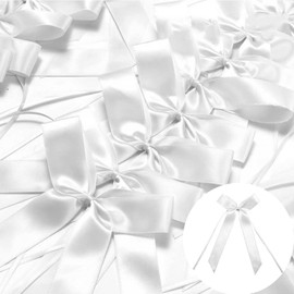 SUpoetry 50 Stück Antennenschleifen Autoschleifen, Weiß Hochzeit Autoschleifen, Autoschleifen Hochzeit, für Auto Hochzeit Deko Tischdeko Zimmerdeko besondere Anlässe Feste (Weiß)