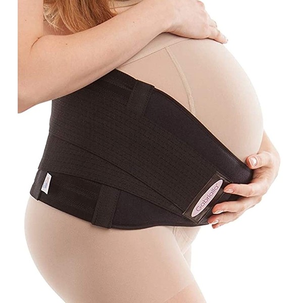 GABRIALLA MS-99 Breathable Maternity Belt for Multiples | Back Support | Made in USA | Belly Band for Running & Exercising | Abdominal Pain | Lower Back Pain | Postpartum Recovery , Black , Small (Pack of 1)