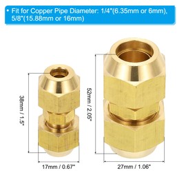 PATIKIL Pipe Extension Joint Connector Set, 2Pcs Free Welding AC Copper Pipe Coupling Adapter Fittings with Flare Nuts for Copper Pipe Diameter 1/4" and 5/8" Refrigeration HVAC