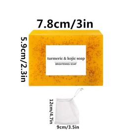 3PCS Lemon Turmeric KojicAcid Soap, Turmeric & Kojic Acid Brightening Soap, DarkSpot Remover, Kojic Acid Soap, Soap Body CareBody Wash Lemon Flawless Organic:_2 Counts Soap + 2Counts Soap Bag