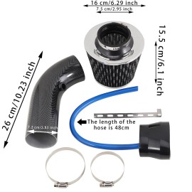 Cequent Unbranded Cold Air Intake Filter Induction Kit Pipe Power Flow Hose System 3'' 76mm Hose