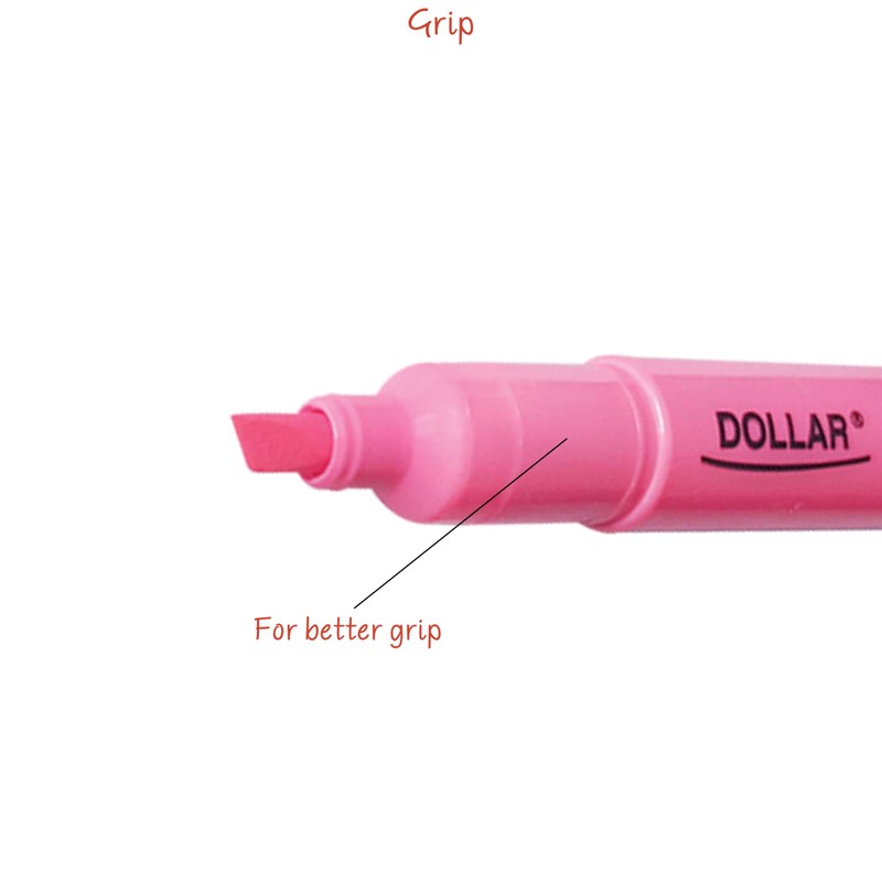DOLLAR NeoMark Highlighter Pens, PINK, Pack of 6, Chisel Tip